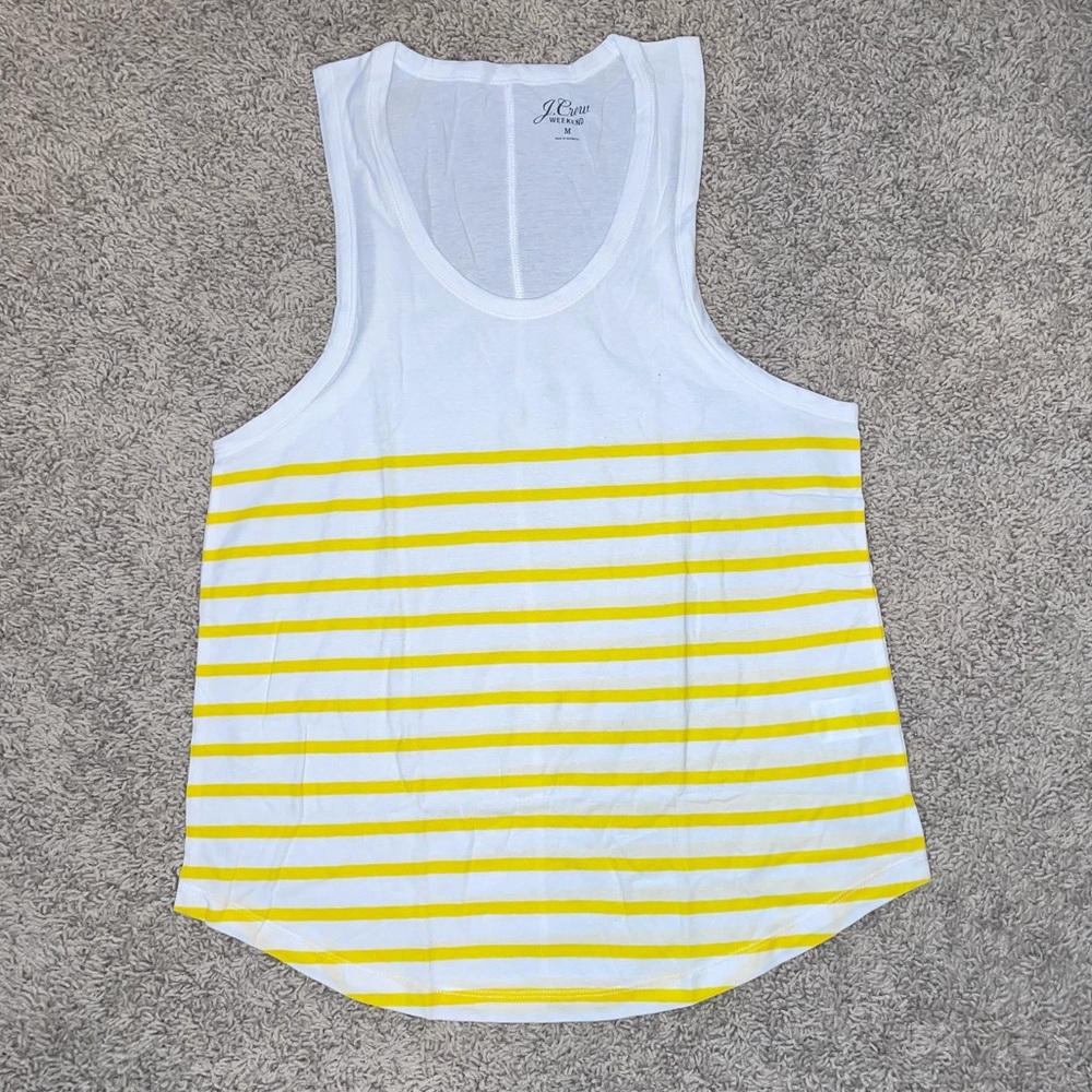 J Crew Longline Layering Striped Tank Yellow Med